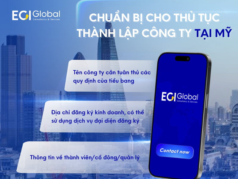 Tài liệu cần chuẩn bị cho thủ tục thành lập công ty tại Mỹ