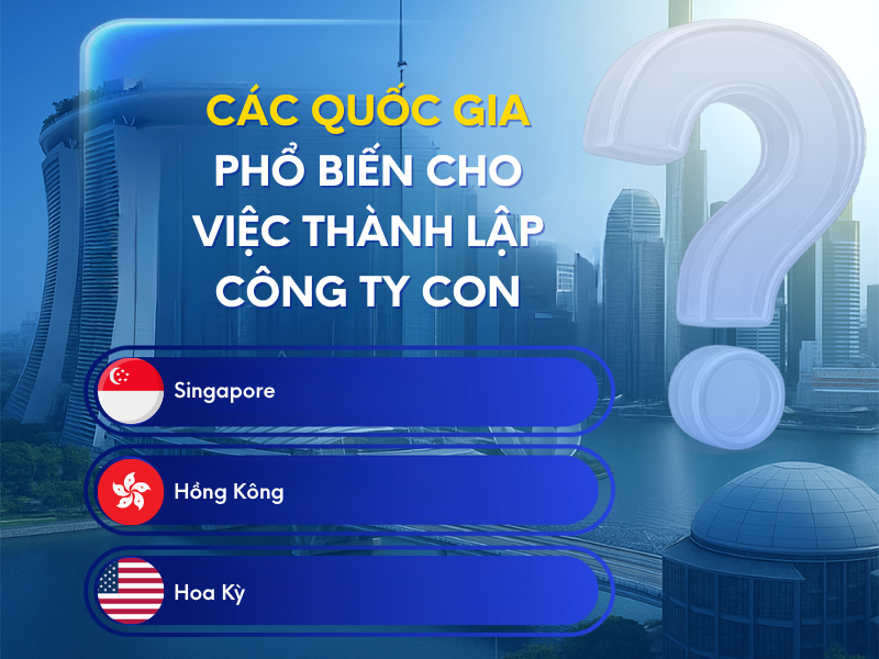Các quốc gia phổ biến cho việc thành lập công ty con